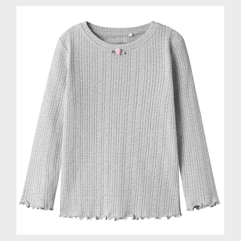 Name It Bluse - NmfSilke - Light Grey Melange