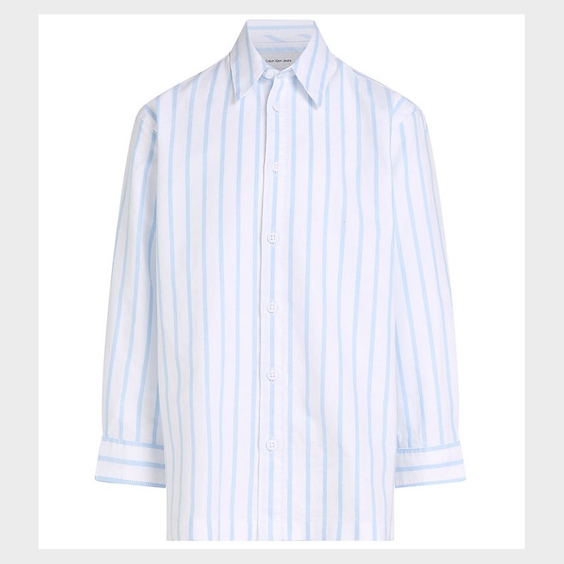 Calvin Klein Skjorte - Striped Oxford - White/Blue Stripe