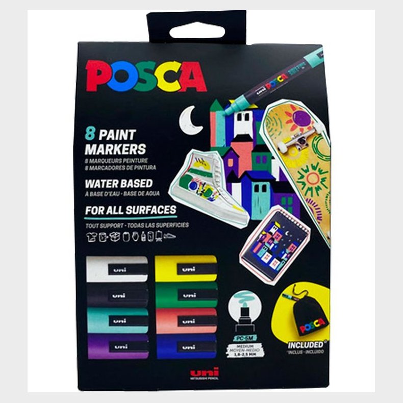 Posca Tuscher - PC-5M - 8 stk. - Multifarvet