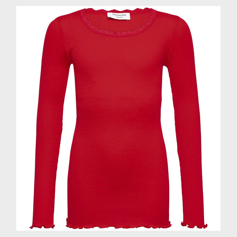 Rosemunde Bluse - Beatha - Rib - Crimson m. Blonder