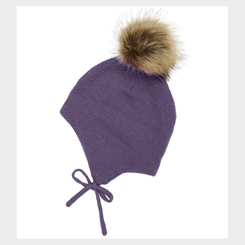 Minymo Hue - Uld/Bomuld - Purple Sage m. Imiteret Pels