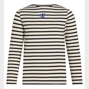 Calvin Klein Bluse - Boatneck Stripe - Turtledove/Ck Black Small