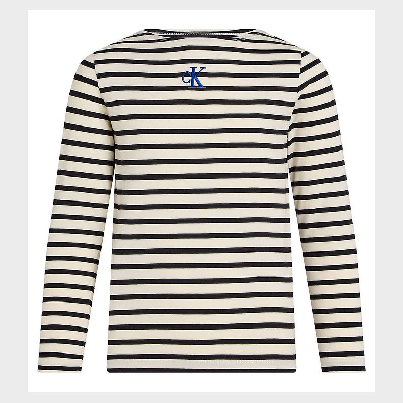 Calvin Klein Bluse - Boatneck Stripe - Turtledove/Ck Black Small