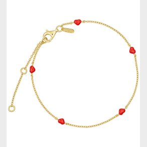 Design Letters Armbnd - Little Big Love - Guld/Rd