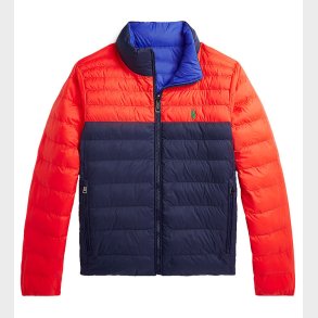 Polo Ralph Lauren Dynejakke - Vendbar - Orange/Navy/Bl