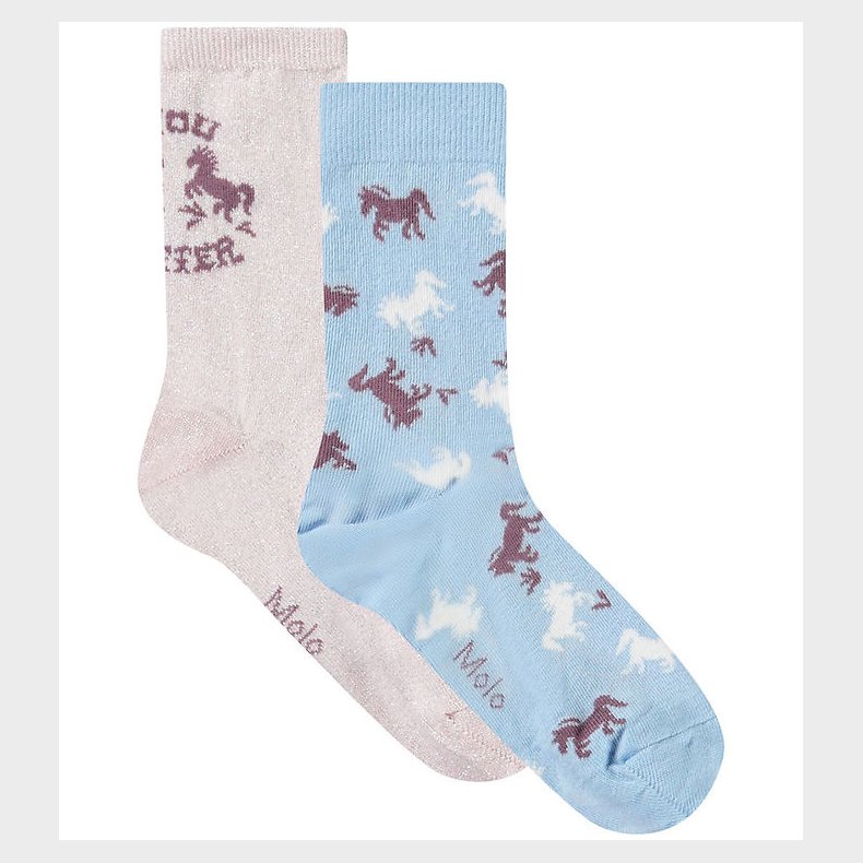 Molo Str�mper - 2-pak - Nomi - Charlotte Pink/Bl�