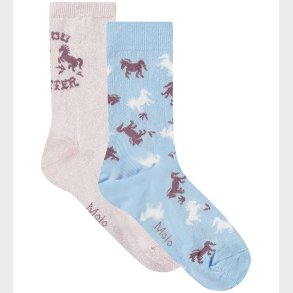 Molo Str�mper - 2-pak - Nomi - Charlotte Pink/Bl�