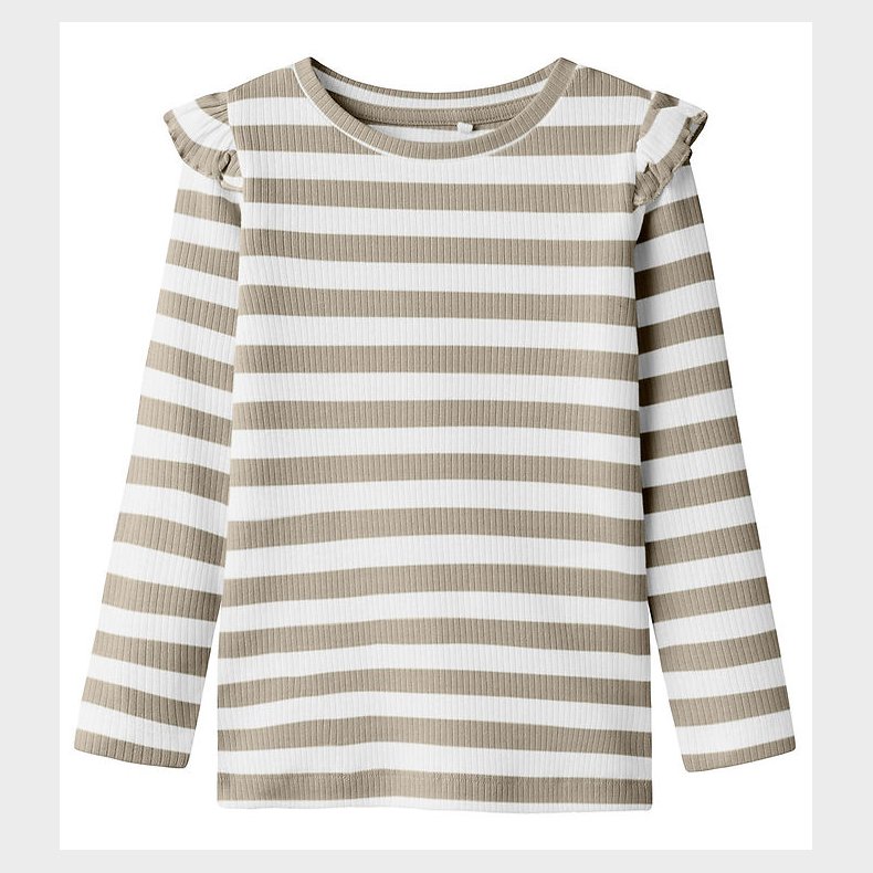 Name It Bluse - Rib - NmfTaia - Pure Cashmere/Cloud Dancer