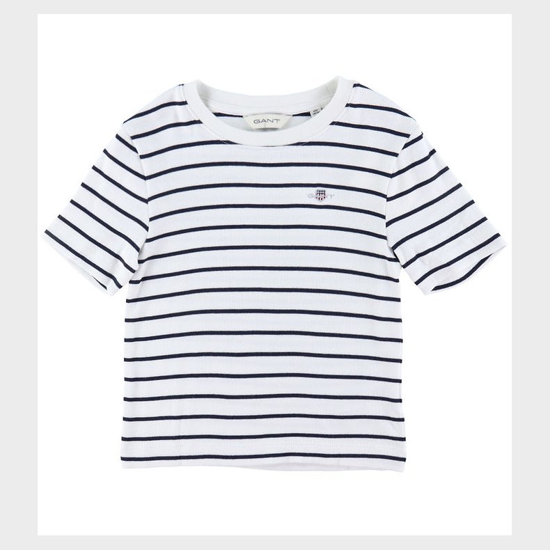 GANT T-Shirt - Striped Shield Slim - Rib - Eggshell