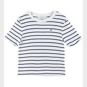 GANT T-Shirt - Striped Shield Slim - Rib - Eggshell
