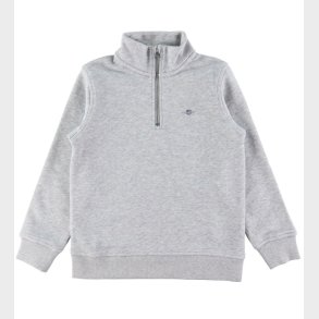 GANT Sweatshirt - Shield Half Zip - Light Grey Melange