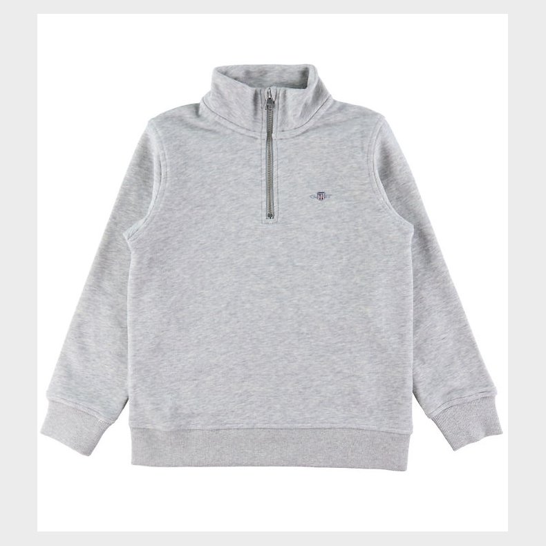GANT Sweatshirt - Shield Half Zip - Light Grey Melange