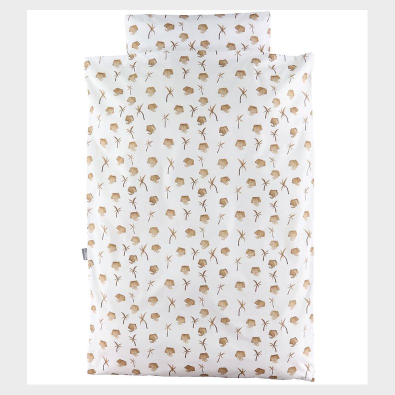 Nrgaard Madsens Sengetj - Voksen - Hvid m. Lysebrune Elefanter