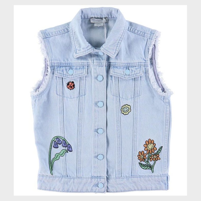 Stella McCartney Kids Denimvest - Lysebl m. Broderi