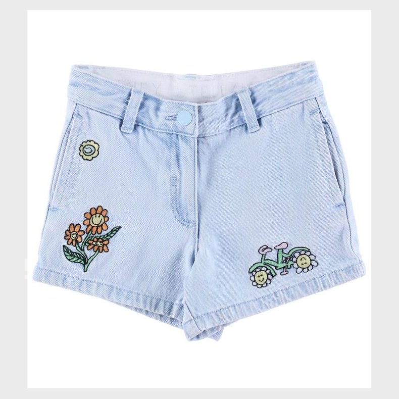 Stella McCartney Kids Denimshorts - Lysebl m. Broderier