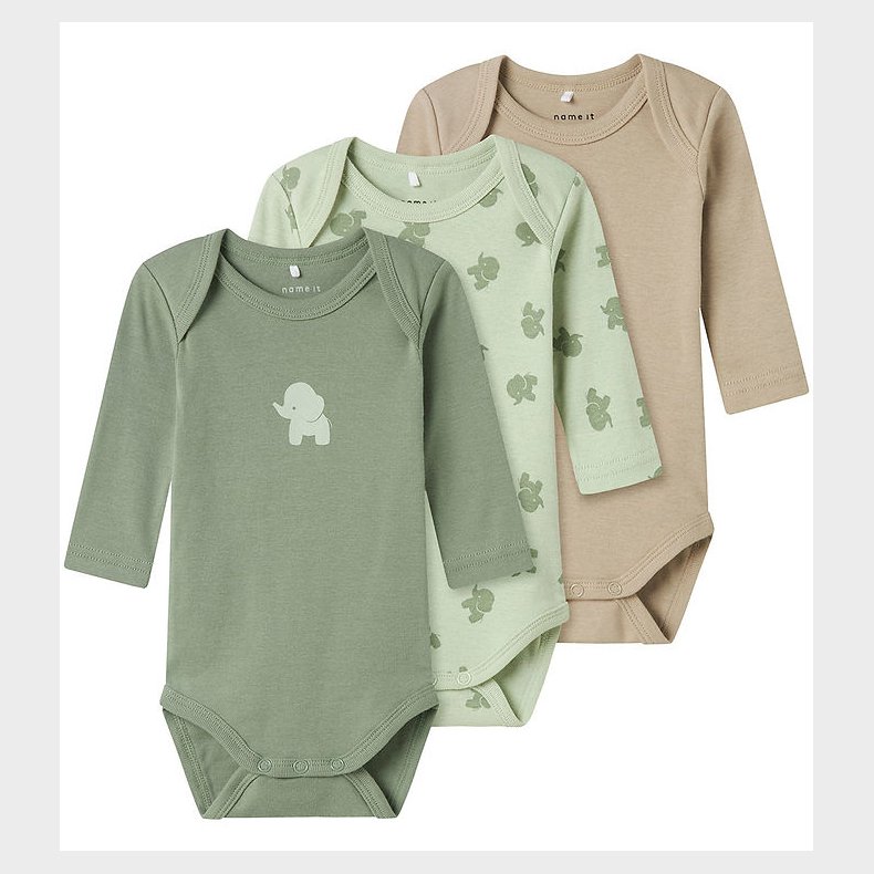 Name It Bodyer l/ - Noos - NbmBody - 3-pak - Sea Foam Elephant