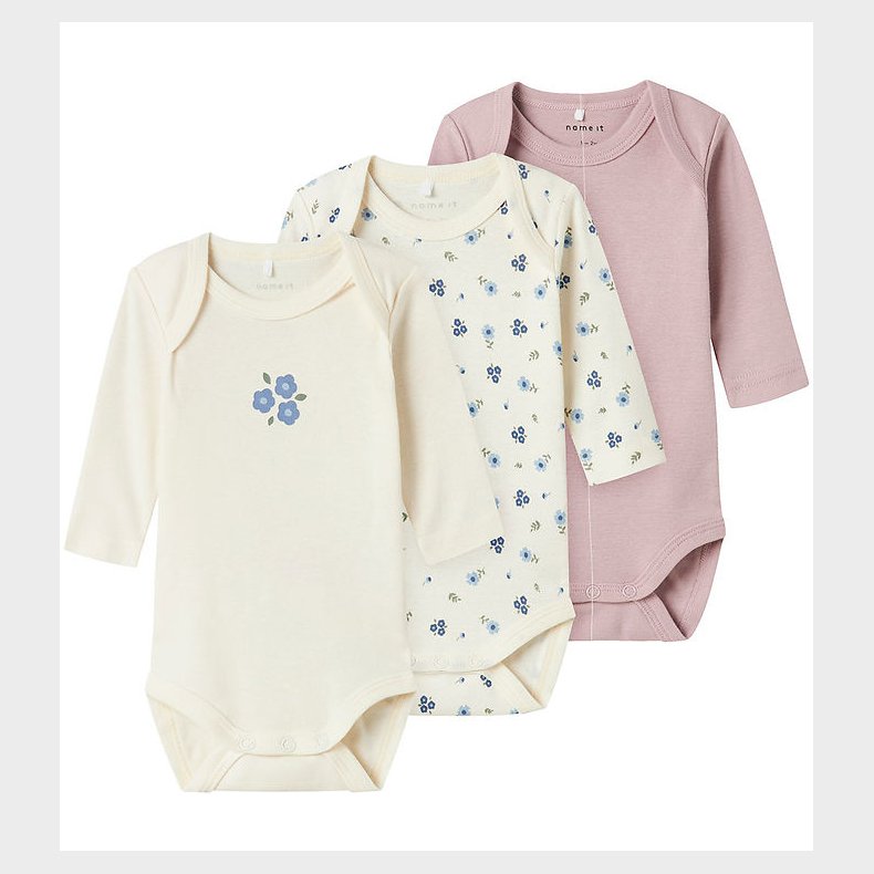 Name It Bodyer l/ - Noos - NbfBody - 3-pak - Jet Stream Flower