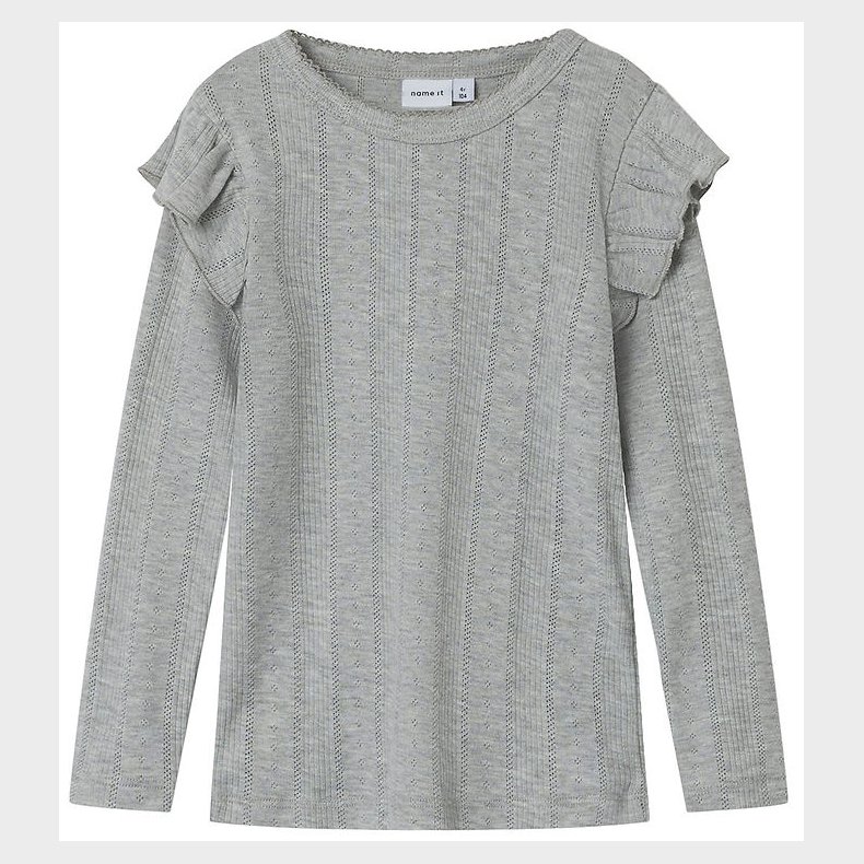 Name It Bluse - Noos - NmfJulia - Grey Melange m. Hulmnster