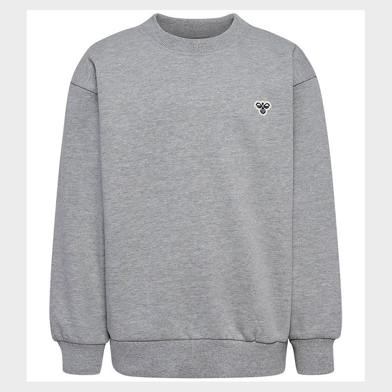 Hummel Sweatshirt - hmlJR Loose Crewneck - Grey Melange m. Logo