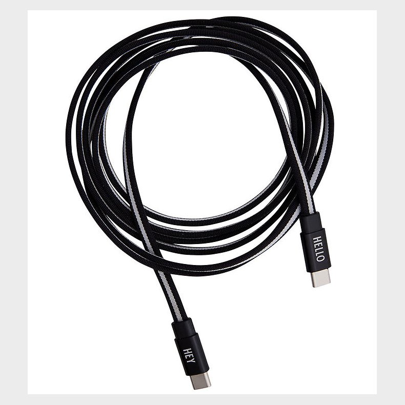Design Letters Lightning Ladekabel - 2 m - Sort/Hvid