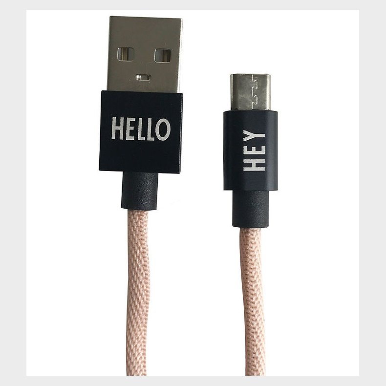 Design Letters Lightning Ladekabel - 1 m - Rosa