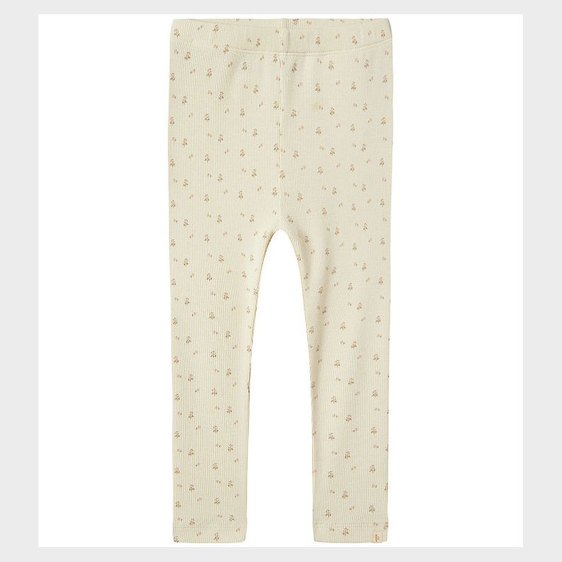 Lil' Atelier Leggings - Rib - NmfGago - Turtledove/FLOWER