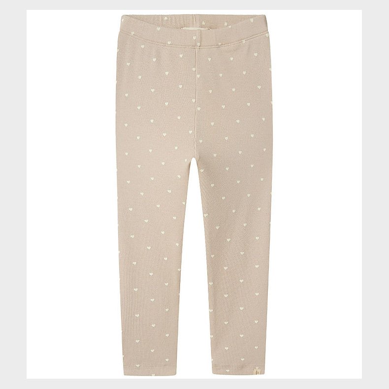 Lil' Atelier Leggings - Rib - NmfGago - Gray Morn/HEART