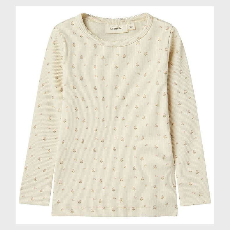 Lil' Atelier Bluse - Rib - NmfGago - Turtledove/FLOWER