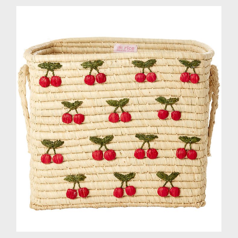 Rice Opbevaringskurv - Raffia/Sgrs - 30x30x25 cm - Natur m. Ki