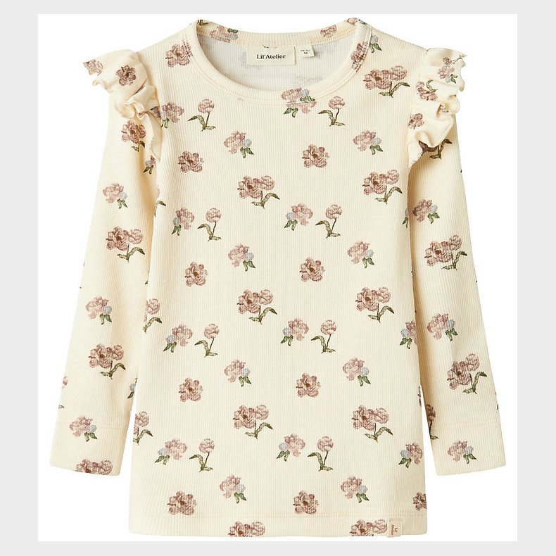 Lil' Atelier Bluse - NmfGavo Eko - Rib - Turtledove/PEONY