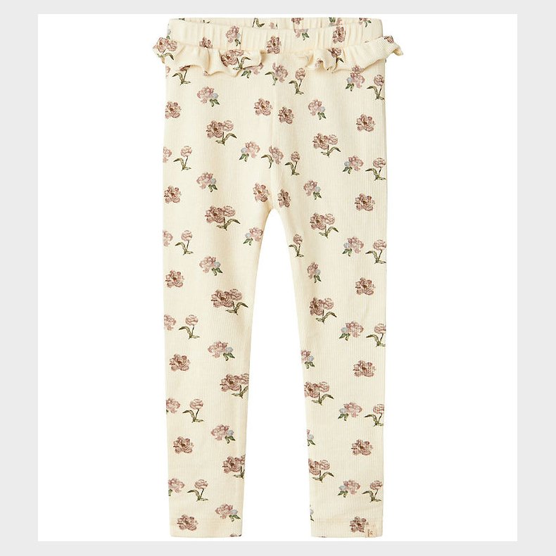 Lil' Atelier Leggings - Rib - NmfGavo - Turtledove/PEONY