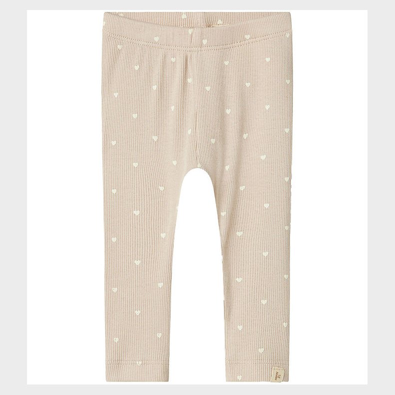 Lil' Atelier Leggins - Rib - NbfGago - Gray Morn/HEART