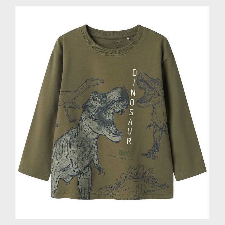 Name It Bluse - NmmBenjamino - Dusty Olive m. Dino
