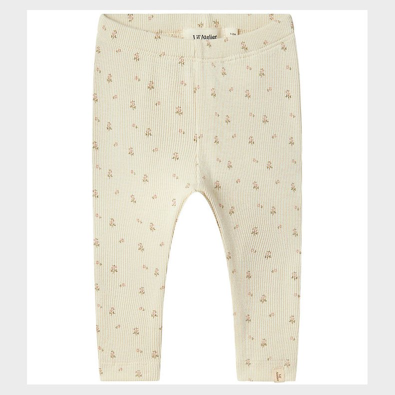 Lil' Atelier Leggings - Rib - NbfGago - Turtledove/FLOWER