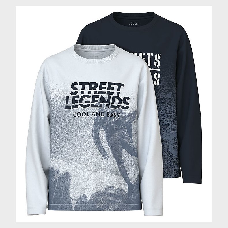 Name It Bluse - NkmValiant - 2-pak - Dark Sapphire/Bright White