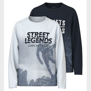 Name It Bluse - NkmValiant - 2-pak - Dark Sapphire/Bright White