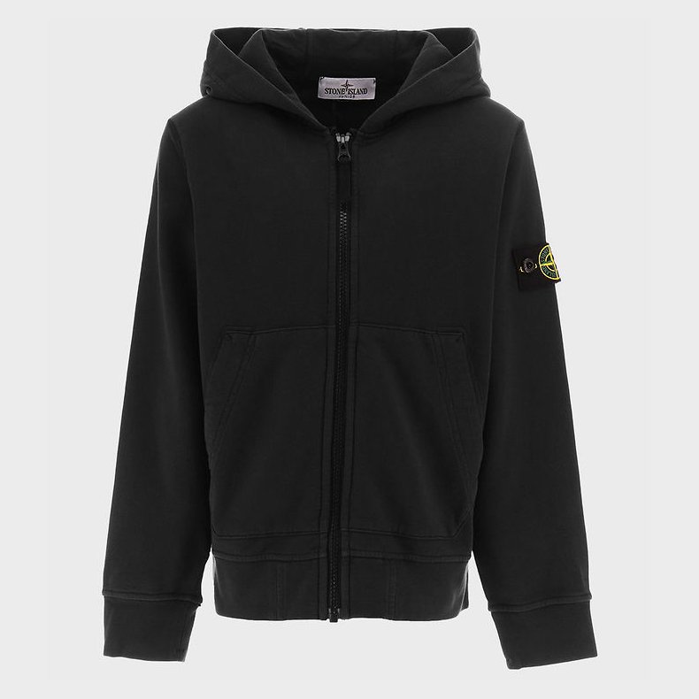 Stone Island Cardigan - Sort m. Logo