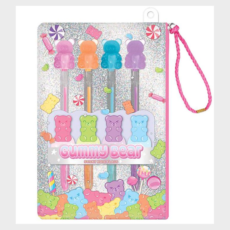 Hot Focus Taske m. Indhold - 4 Gelpenne/4 Post-It - Gel Pentast