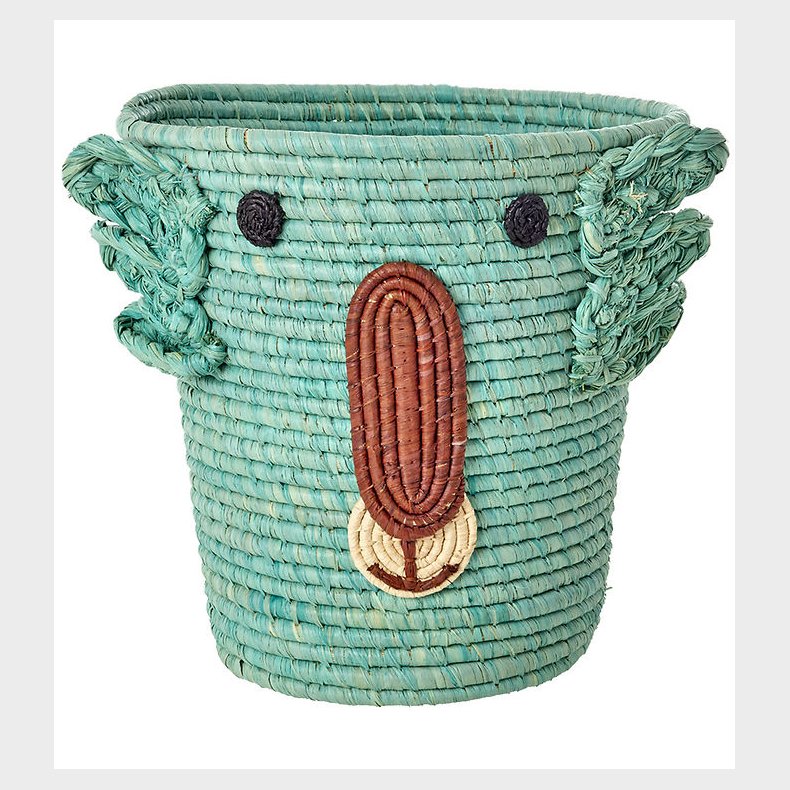 Rice Opbevaringskurv - Raffia/Sgrs - 20x30 cm - Aqua/Koala