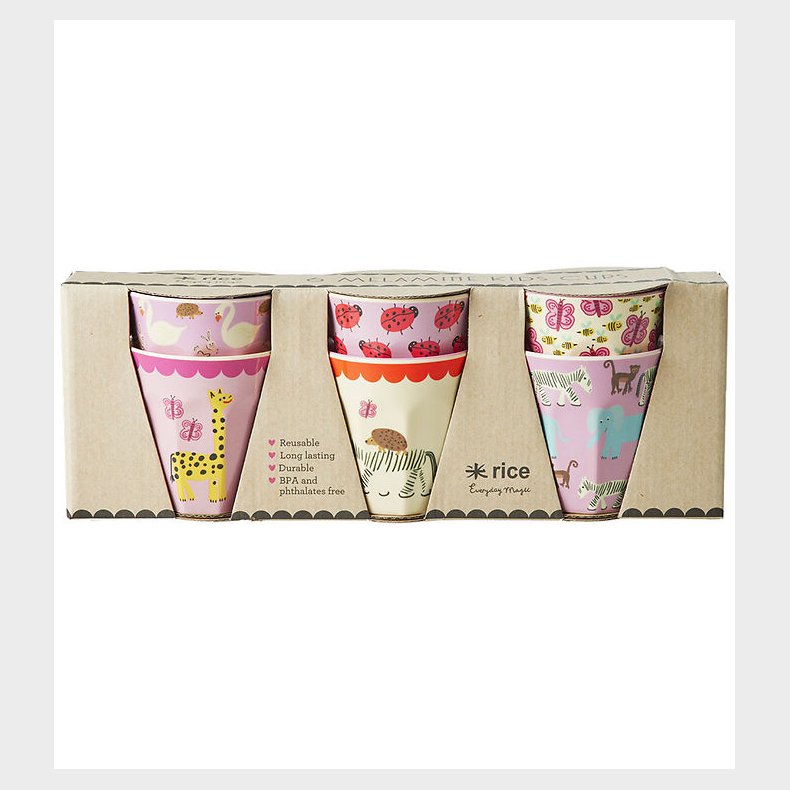 Rice Kopper - Melamin - 6 stk. - 160 ml - Multi/Wildlife Prints