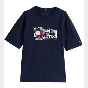 Tommy Hilfiger T-shirt - Flag Fun - Dark Night Navy m. Print