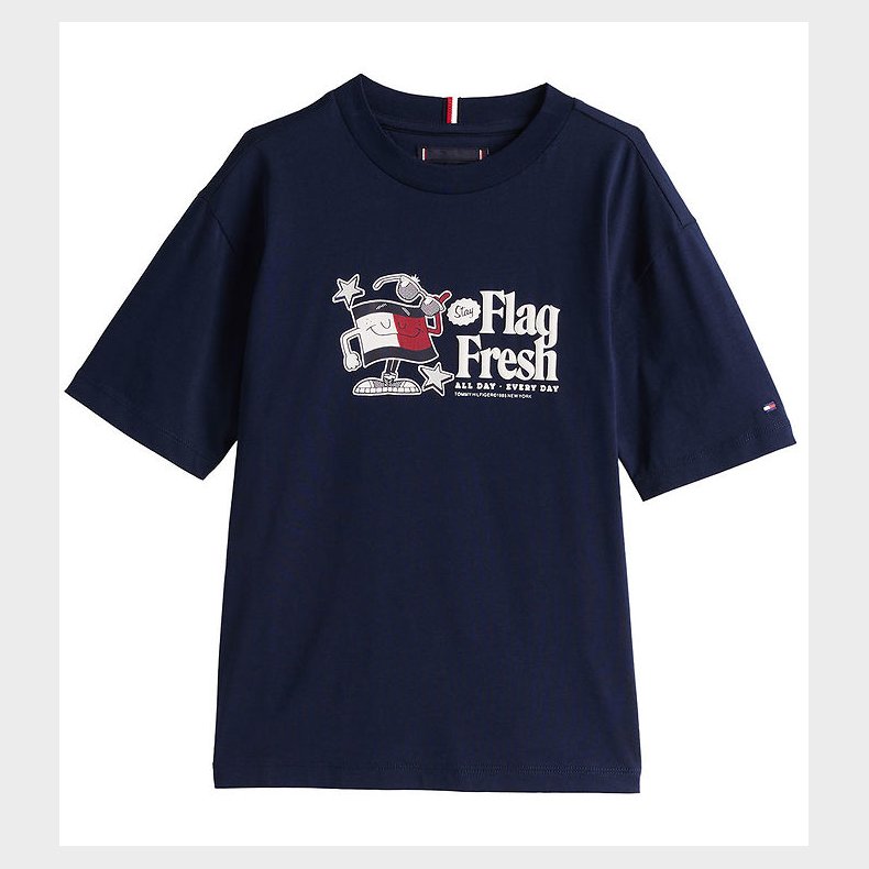 Tommy Hilfiger T-shirt - Flag Fun - Dark Night Navy m. Print