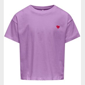 Kids Only T-Shirt - Noos - KogMaiken - African Violet m. Hjerte
