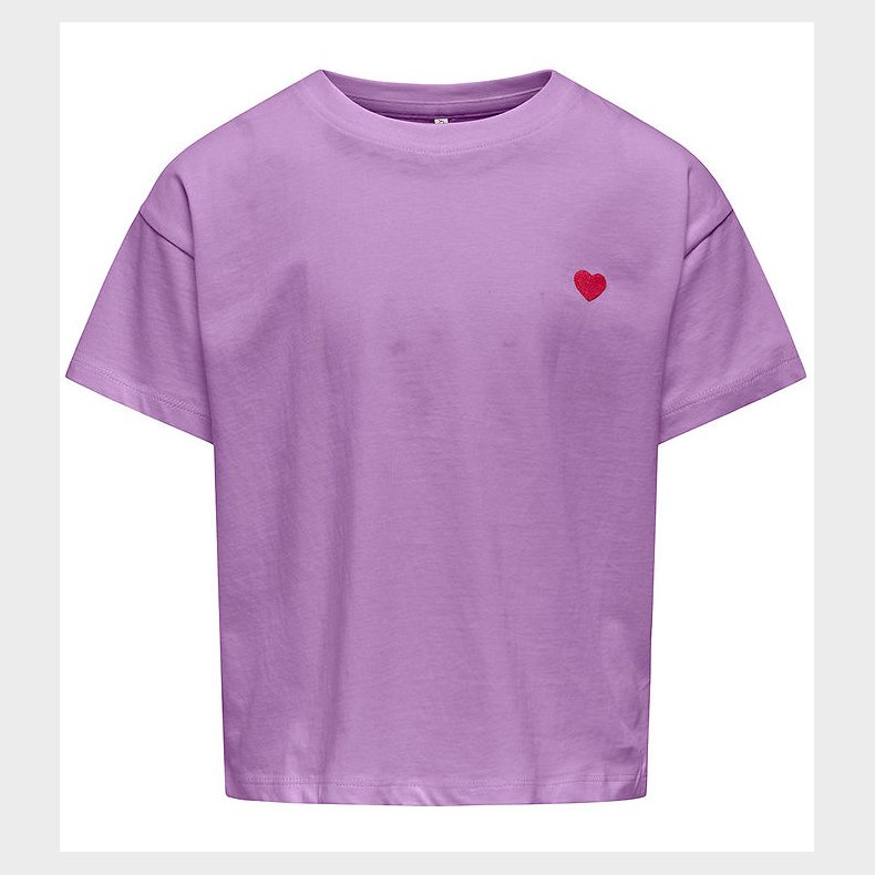 Kids Only T-Shirt - Noos - KogMaiken - African Violet m. Hjerte