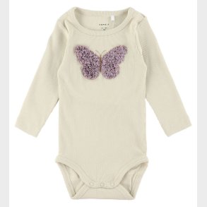 Name It Body L/ - Rib - NbfBolia - Summer Sand m. Sommerfugl