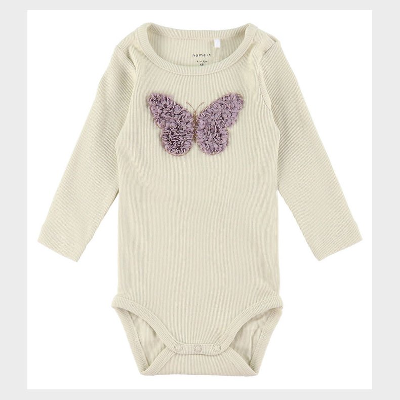Name It Body L/ - Rib - NbfBolia - Summer Sand m. Sommerfugl
