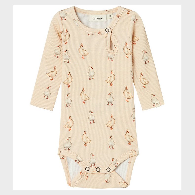 Lil' Atelier Body L/ - Rib - NbfGavo - Sand Dollar m. Print