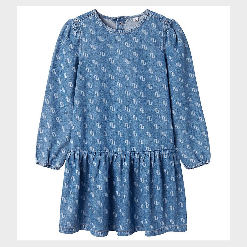 Name It Kjole - NkfRuna - Medium Blue Denim m. Print