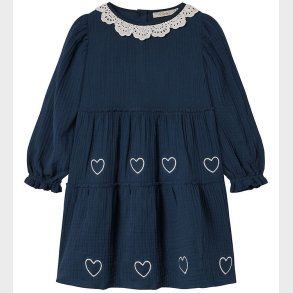 Fliink Kjole - Musselin - Elmo Heart - Insignia Blue/Sandshell