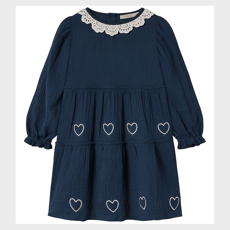 Fliink Kjole - Musselin - Elmo Heart - Insignia Blue/Sandshell